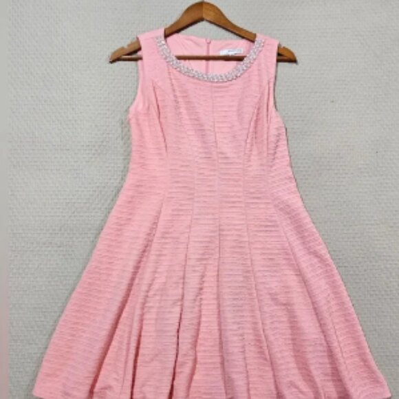Studio One NY Blush Pink A-Line Coctail Dress with Pearl Accents Size 10P - Picture 1 of 5